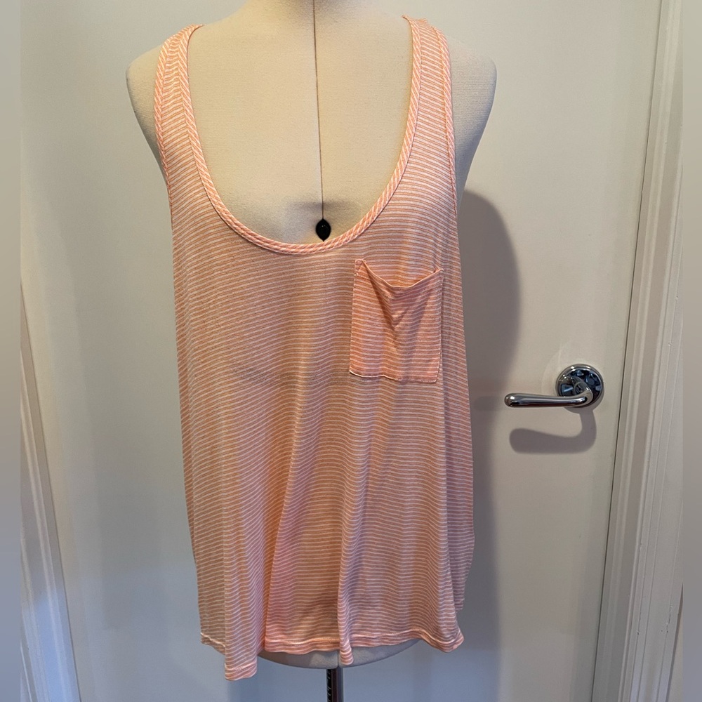 Soft Joie Orange Striped Tank with Pocket Size L